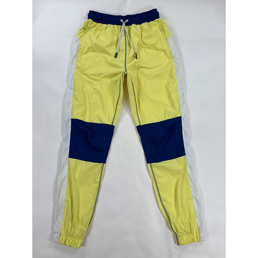 Lacoste Womens Track Pants 36 Yellow Blue Colorblock Drawstring Sporty Street